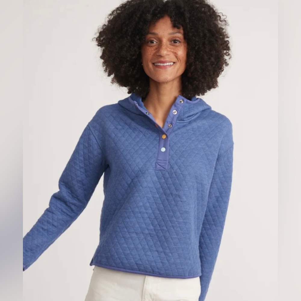 MARINE LAYER CORBET SNAP HOODIE, SIZE M.